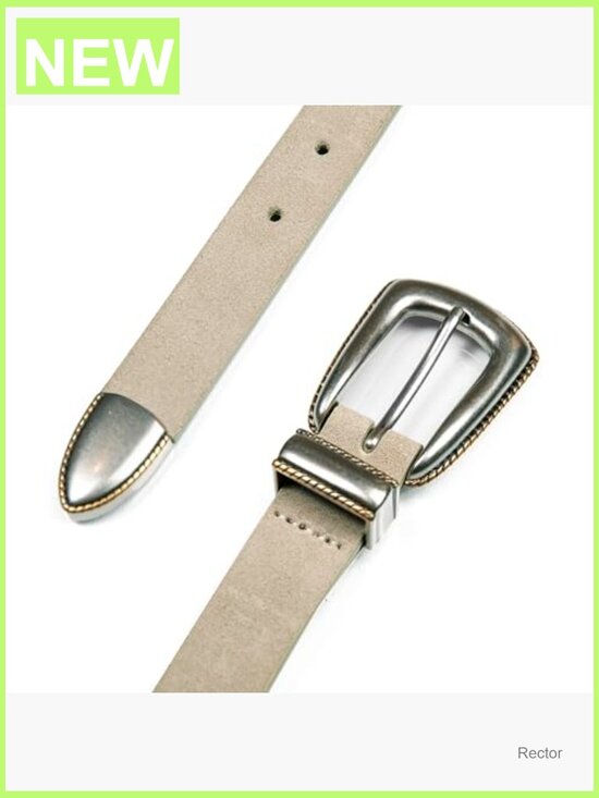 Western Leather Belt with Metal Harness Buckle, Suede Leather, Lightweight, No
